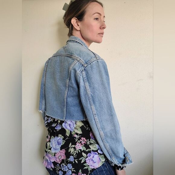 Sawed Off Vintage 70s LEE Riders Denim Jacket M - Picture 3 of 9
